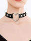 Smd Burning Heart Rivet & Leather Heart Choker ...