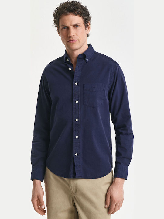 Long-sleeved Cotton Shirt Blue