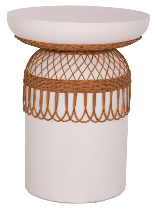 Prilep Round Table Dining Room with Cement Surface White 60x60x76cm