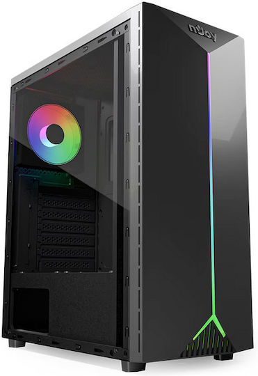 NJOY Anil Gaming Middle Tower Carcasă Calculator cu Fereastră Laterală și Iluminare RGB Negru