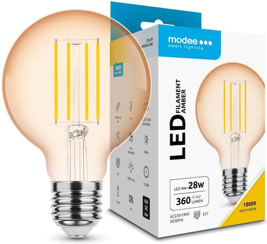 Modee Lighting Λάμπα LED 4W 120mm για Ντουί E27 και Σχήμα G80 Θερμό Λευκό 360lm