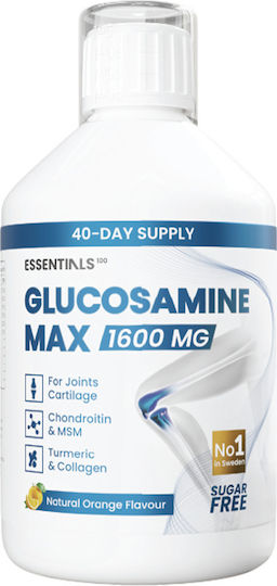 Swedish Nutra Glucosamine Max 1600мг Добавка за Здраве на Кости 500мл Портокал