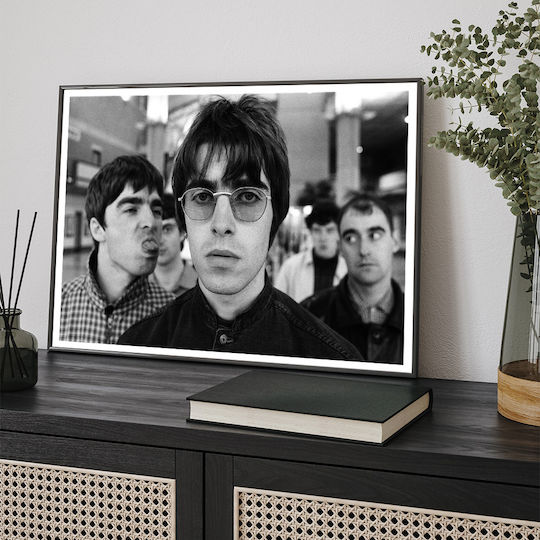 Music Poster Oasis Ms150 21cm X 30cm Μαύρο Ξύλινο Κάδρο