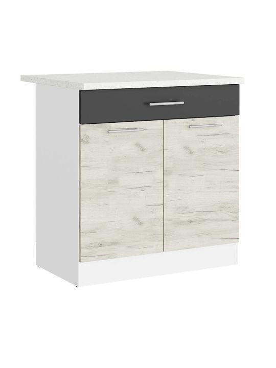 Επιδαπέδιο Ντουλάπι με Πάγκο Εργασίας White, White Craft Oak, Graphite 80x46x85εκ.