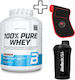Biotech Usa 100% Pure Whey 2270g Chocolate Peanut Butter & Katerelos Fitness Slimming Sweat Belt 130cm X 26.50cm X 5mm One Size & Biotech Usa Wave Shaker 600ml Black-smoked Custom Bundle