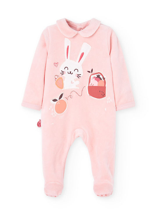 Boboli Baby Bodysuit Long-Sleeved Velvet Pink 102070-3915