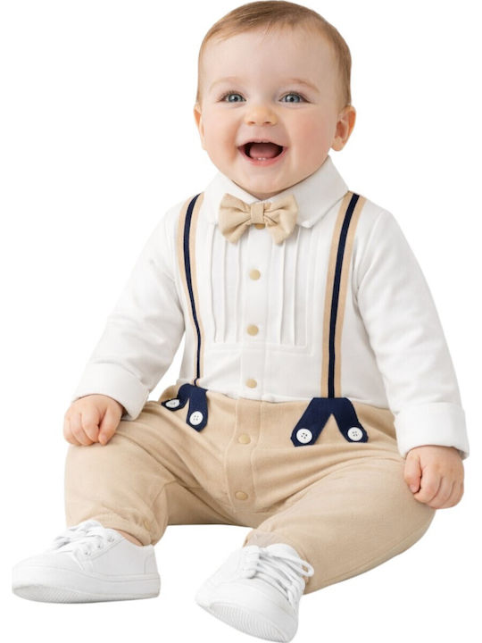 TakTakBaby Beige/White Baby Bodysuit