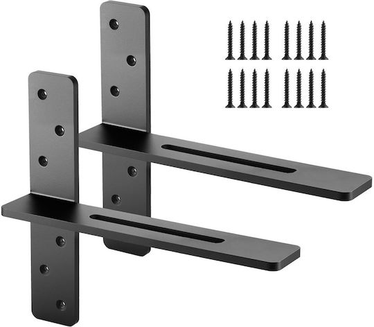 Vevor Heavy-Duty Stainless Steel Shelf Brackets Black 355.6x73.5mm 2pcs TXFDZJ1425INZGMY3001V0