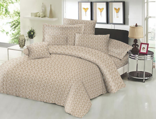 Le Blanc Bettwäsche-Set Einzel mit Gummiband 100x200+22cm. Cotton Line Beige 3Stück