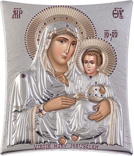 Silver Icon of Panagia Ierosolymitissa 16 X 20 Slevori 9875-00107tbr1fwd