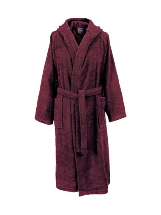 Dimcol 3010 Bathrobe with Hood in Burgundy Color 420gr/m²