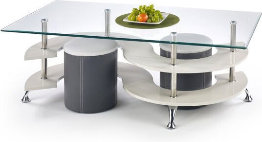 Epipla1.gr Ορθogonal Κεντρικό Kaffeetisch Houston 174 Glas Dunkelgrau, Dunkelgraue Grau M130xP70xH42cm
