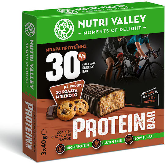 Nutri Valley Healthy Foods Protein Bar Nutri Valley Healthy Foods with Cookies & Choco Flavour 3x40g