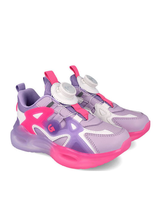 Kinder Sneakers Anatomisch mit Klettverschluss & Lichtern Flieder