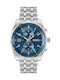 Boss Skytraveller Ανδρικό Ρολόι 44mm Χρονογράφος Μπαταρίας με Ασημί Μεταλλικό Μπρασελέ