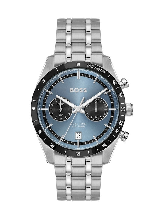 Boss Tourmaster Ανδρικό Ρολόι 41mm Μπαταρίας με Ασημί Μεταλλικό Μπρασελέ