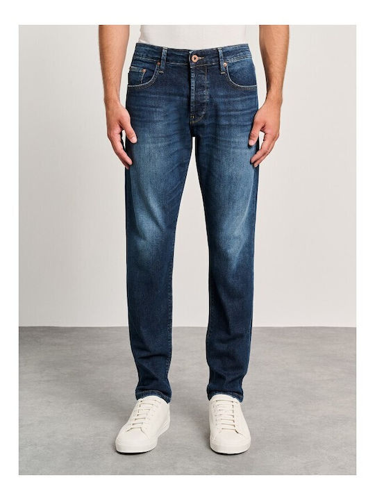 Simon Men's Elastic Jeans Pants with Regular Straight Fit Blue