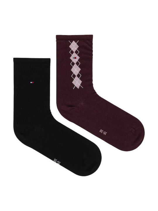 Tommy Hilfiger Γυναικείες Μονόχρωμες Κάλτσες Burgundy 2Pack