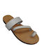 Leather Women's Flat Sandals in White Color