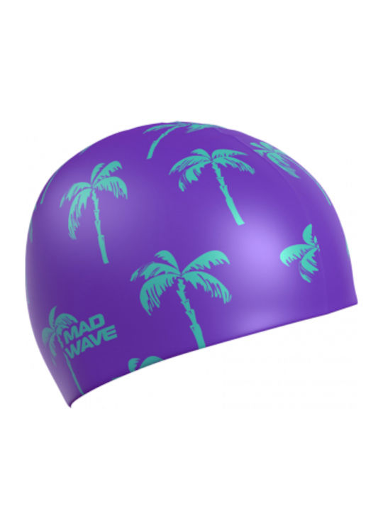 Mad Wave Silicone Swim Cap Palms Mad Wave Purple