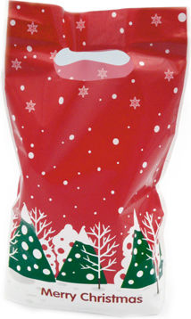 Plastic Christmas Bag for Gift Red 13.5x23cm.