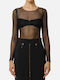 Elisabetta Franchi Bodysuit in Tulle Fabric Necklace Bo01457e2
