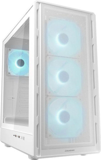 Cougar Airface Pure Pro Gaming Midi Tower Κουτί Υπολογιστή με RGB Φωτισμό Λευκό