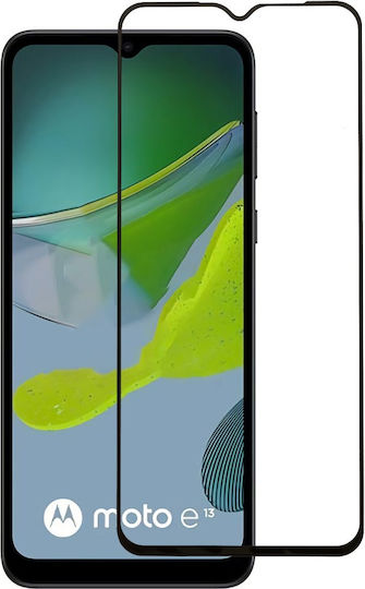 3D Glass Compatible with Lenovo Moto E13 Black Frame