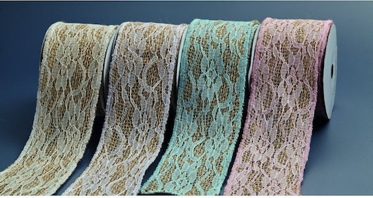 Ribbon Burlap Lace RA3333 6 5cmx5y Ecru