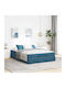 Doppelbett Mit Samt Blau Mit Matratze 160x200cm