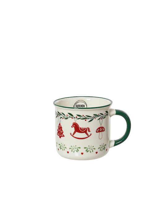 Kaemingk Christmas Mug Porcelain Green L10.4xW10.4xD8.5cm.