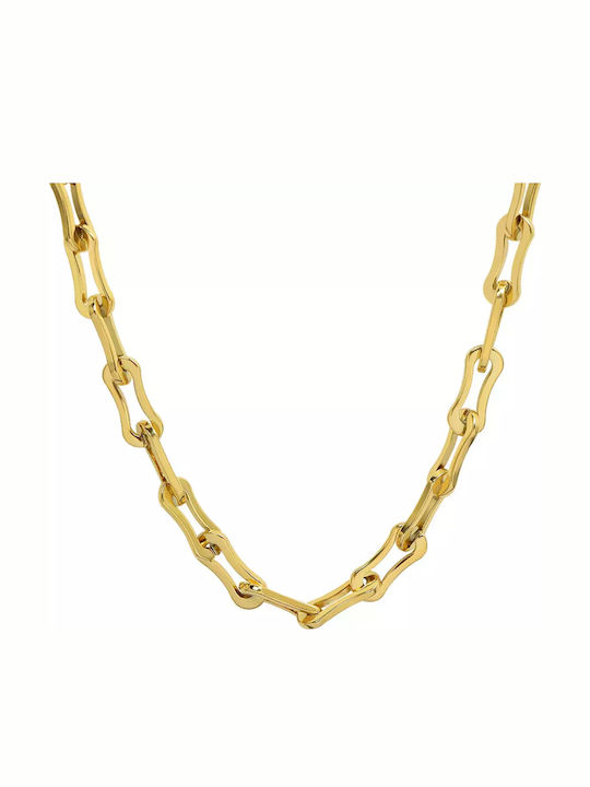 Art Chain Neck made of Steel Gold-plated Wide Thickness 6mm