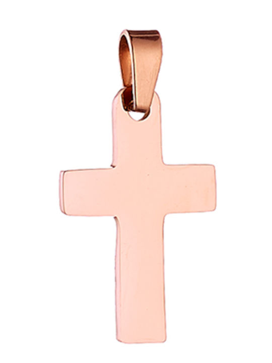 Men's Cross from Rose Gold Plated Steel