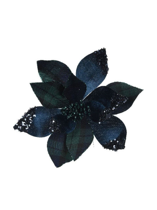 Alexandrinisches Blume Samt Klammer Blau Kariert & Glitter – 27cm 306.035.0039.16