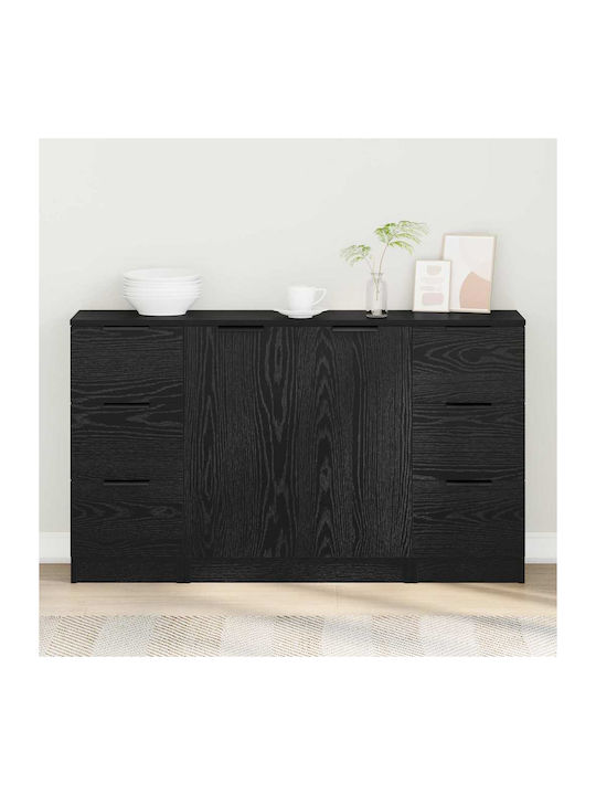 Sideboard Wooden with Drawers Black Oak 121x30x...