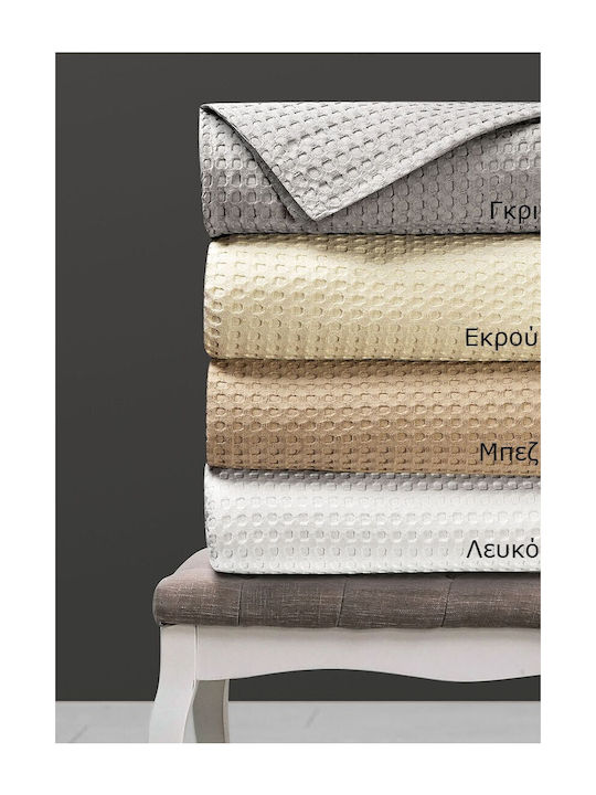 Beauty Home Waffle Snap Art Pique Blanket Single 170x240cm Ecru
