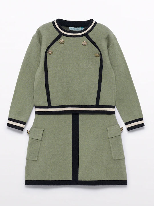 Kids' Set with Skirt Winter 2pcs Green Open