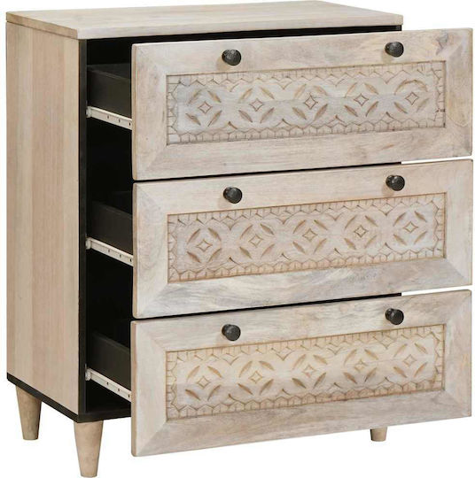 Wooden Chest of Drawers White 60x33x75cm