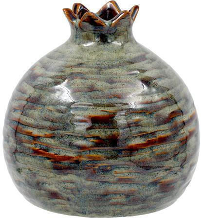 Ceramic Decor Fylliana Pomegranate Green-Brown Color 12x13x13cm