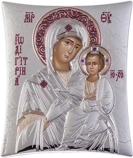 Silver Icon of Panagia Odigitria 20.6x25.5 Slevori 98100-00122tbr1fwe