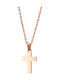 Men's Cross from Rose Gold Plated Steel with Chain