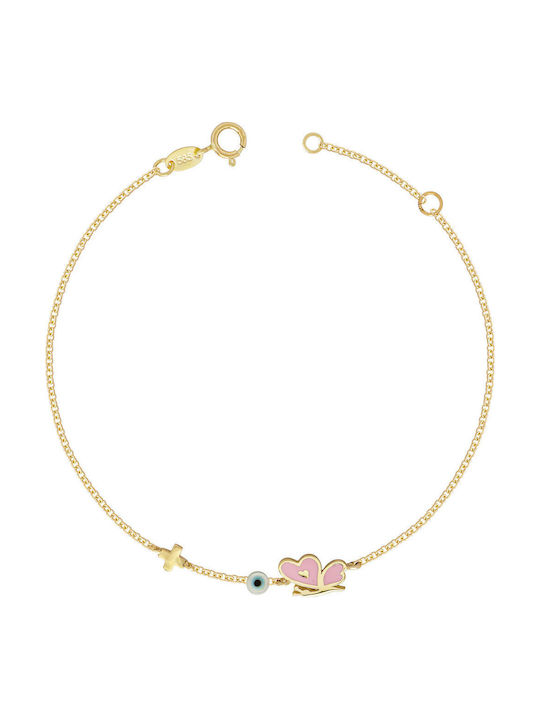 Kiriakos Gofas Kids Bracelet Chain from Gold 14K with Butterfly