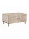 Rectangular Central Coffee Table Made of Solid Wood Beige M80xL50xH40cm