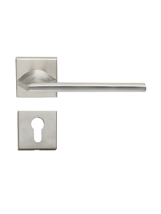 Ilavio Lever Middle Door with Rosette 2406 Pair Silver