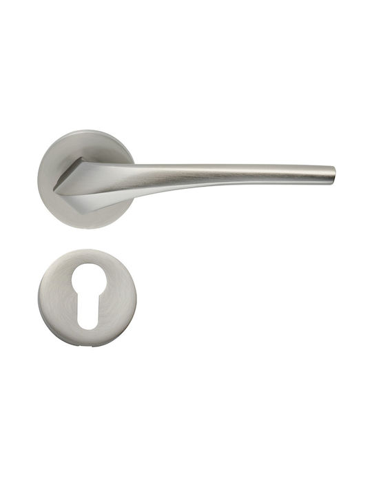 Ilavio Lever Middle Door with Rosette 2391 Pair Silver