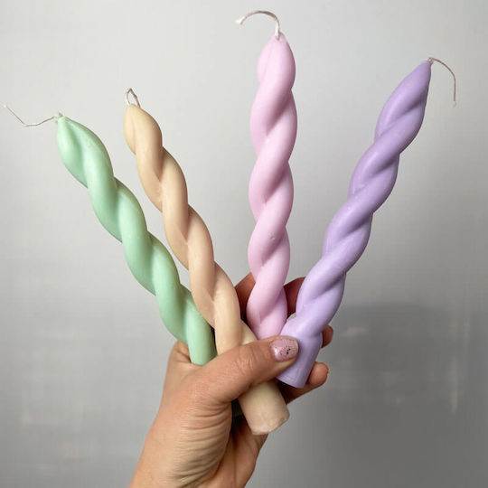 Selected by Pragmatic Aromatic Soy Candle Swirl Taper Beige 20cm