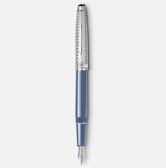MontBlanc Meisterstück Glacier Doué Πένα Γραφής Λευκή με Μπλε Μελάνι