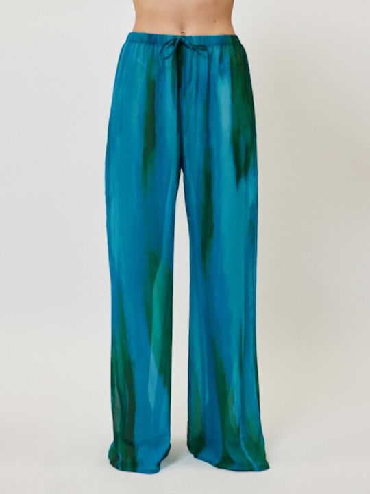 SunsetGo! Damen Stoff Hose mit Gummizug Grün