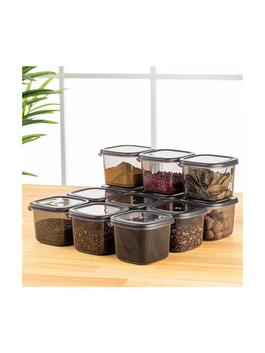 UnicUtil Set 12 Bucăți Vaze Utilizare Generală cu Capac Ermetic Plastic Gri 550ml 12 Bucăți