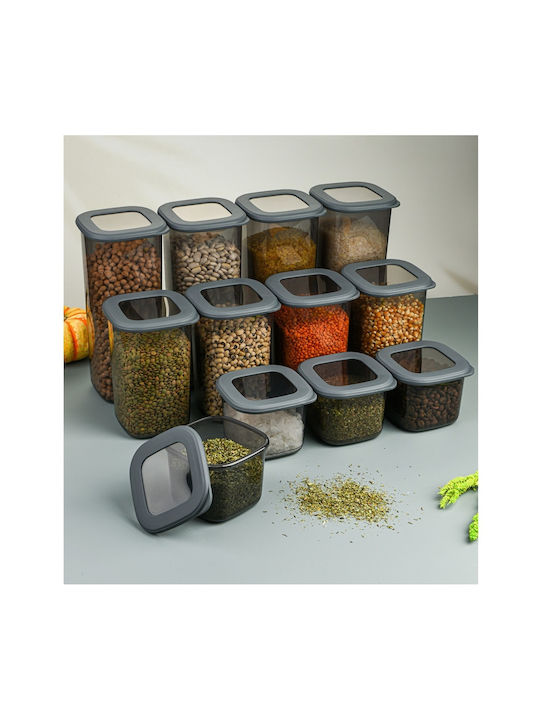 UnicUtil Set 12 Bucăți Vaze Utilizare Generală Cu Capac Plastic Gri 550ml 12 Bucăți